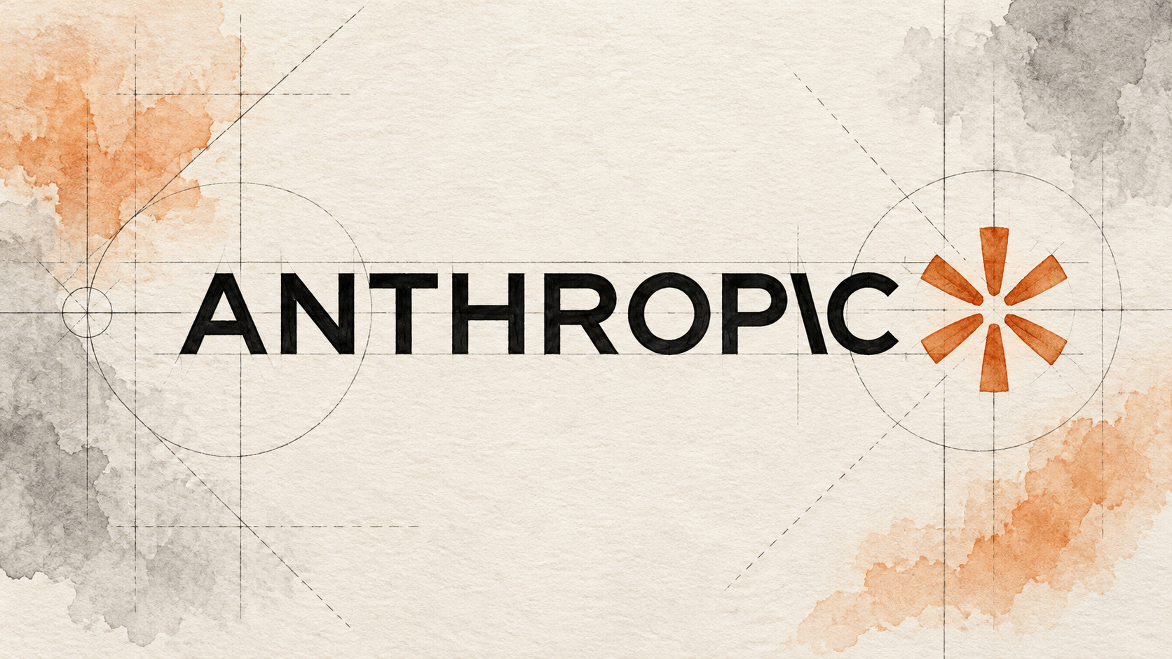 Logo oficial da Anthropic tratado em aquarela arquitetônica do Korvo
