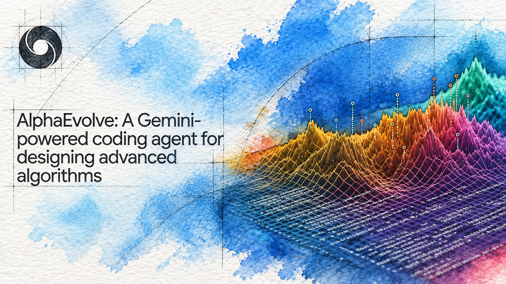 Imagem oficial do AlphaEvolve, agente de código do Google DeepMind, tratada para o header do Korvo.