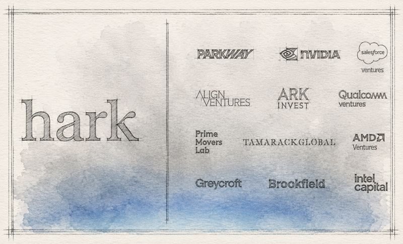 Ilustração em aquarela com logos de investidores em IA